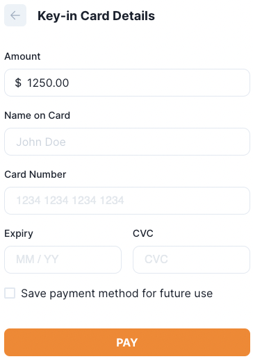 Manually keying in card details